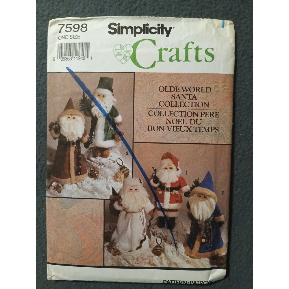 Simplicity Crafts 7598 Olde World Santa Collection Sewing Pattern One Size UNCUT